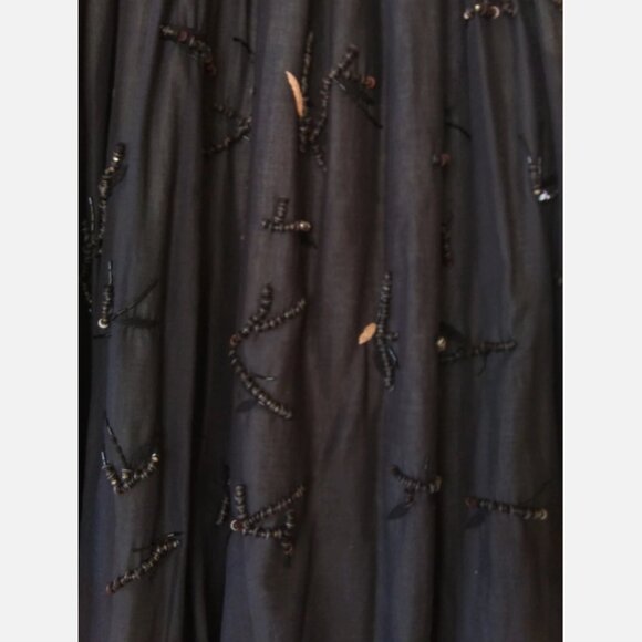 THE ROW Black 100% Cotton Skirt Boho Beaded long full length maxi embroidered - Picture 8 of 11